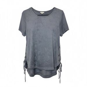 Eyeshadow Grey Suede Lace up Side Top Size M